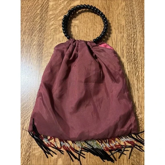 Vintage Y2K Spiegel Details Beaded Floral Fringe Evening Bag - Picture 3 of 12